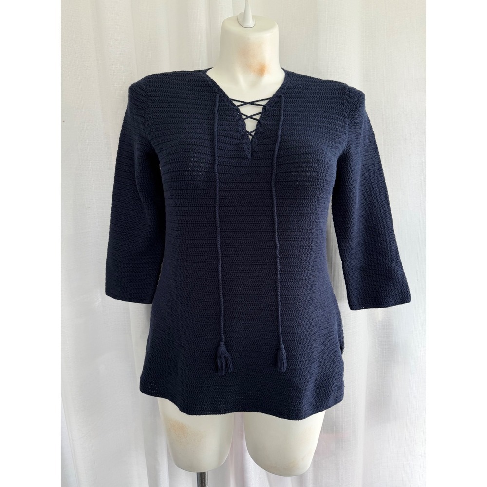 Lauren Ralph Lauren Exclusive Hand Knit Sweater Women's XL Navy Blue